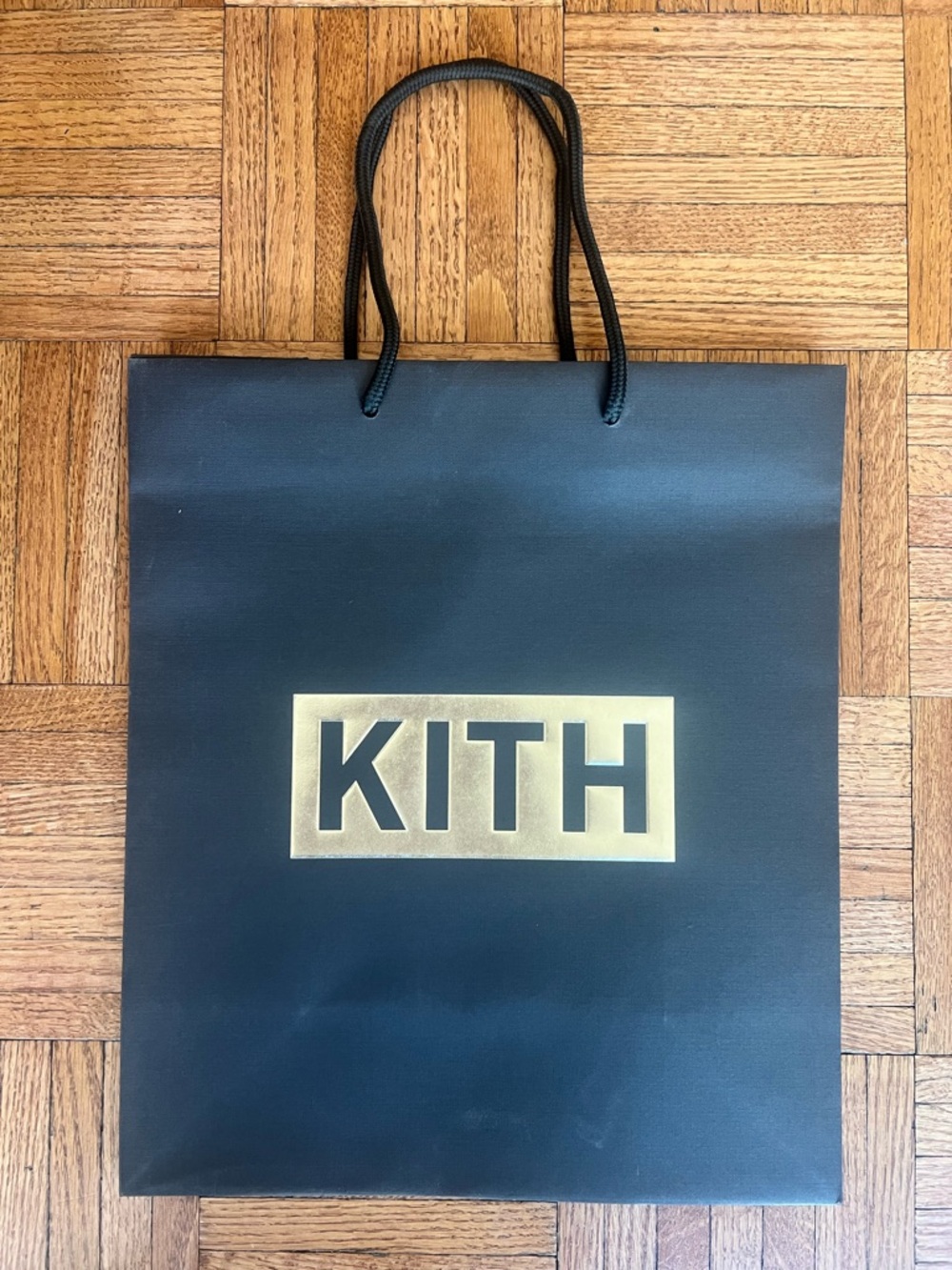 Kith Black Paper Tote Bag with Gold Logo